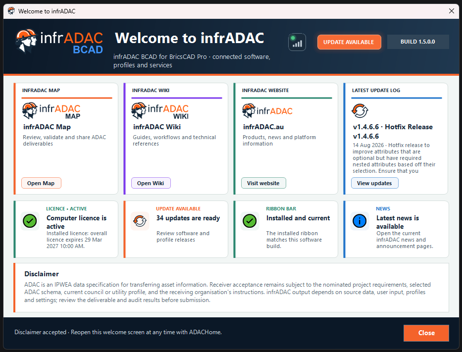 infrADAC Home window